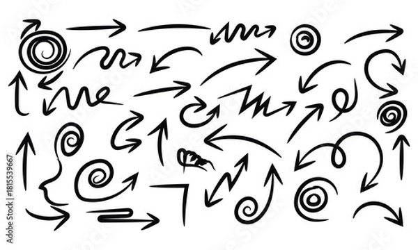 Fototapeta Hand drawn arrow collection isolated on for design element