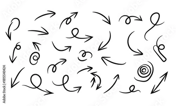 Fototapeta Hand drawn arrow set isolated on for infographic design