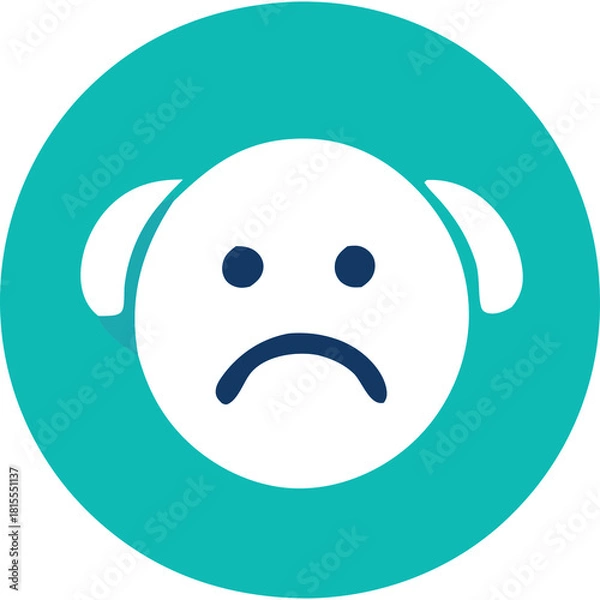 Fototapeta Sad face emoji icon with blue and white colors on transparent background representing negative emotion and unhappiness