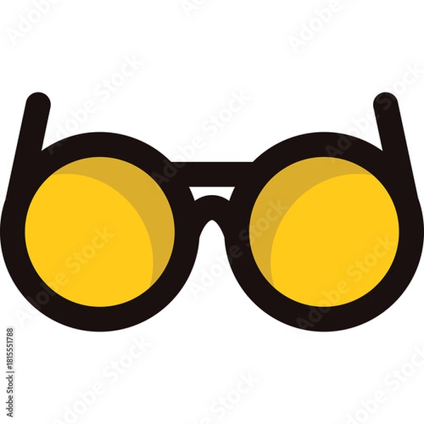 Obraz Round Yellow Lens Eyeglasses With Thick Black Frames On A Transparent Background Minimalist Accessory