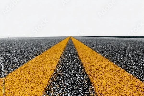 Fototapeta Highway asphalt with yellow lines