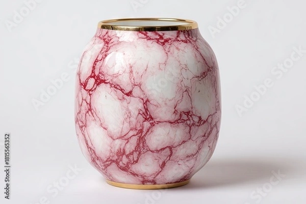 Fototapeta Red-and-white porcelain vase with marble pattern