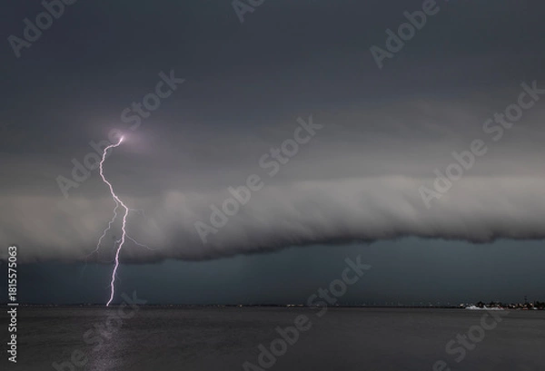 Obraz Lightning Strikes Between Stormy Clouds