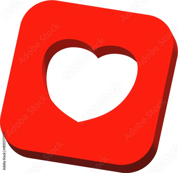 Obraz 레드 입체 하트 프레임 아이콘