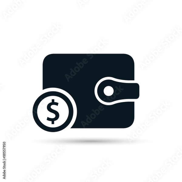 Fototapeta Wallet with coin icon, vector isolated simple symbol