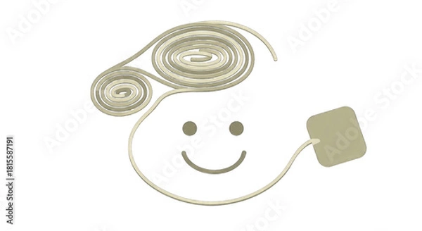 Fototapeta Whimsical smiling face character created with a coiled teabag string.