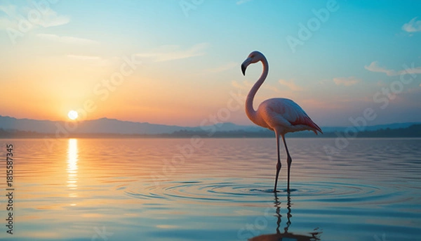 Obraz Flamingos at Sunset Beach