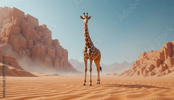 Obraz Giraffe in Desert Landscape