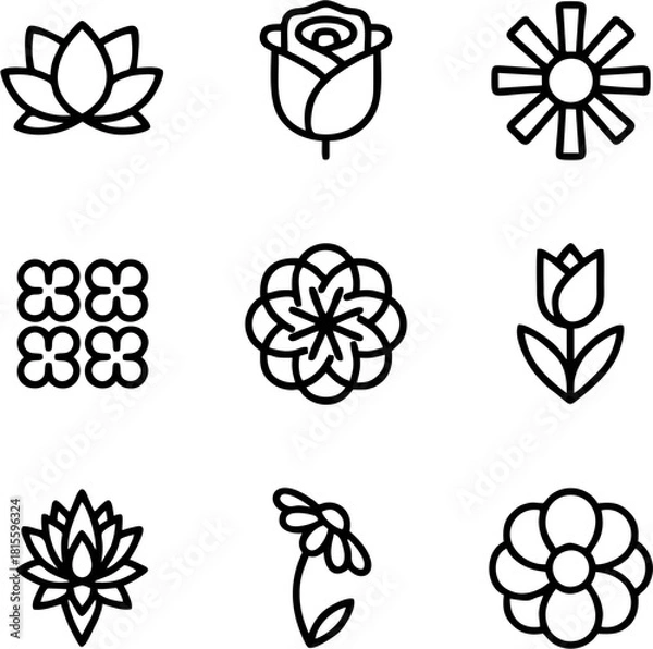 Obraz Black and white hexagonal emblem featuring a castle tower with a flag on the left and a modern cityscape on the right, symbolizing historical and urban development.