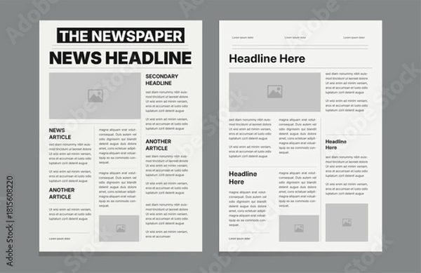 Fototapeta Modern Newspaper layout design editable print, newspaper page template