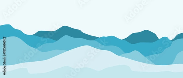 Obraz Gradient blue mountain range. Snowy mountain	