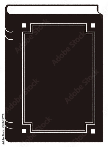 Obraz クラシックなハードカバーの本のシンプルイラスト。ベクター素材。図書館のイベントや読書会のフライヤーの背景などに最適。手書き風の描線で温かさを表現。ベクターの場合装飾のラインは簡単に削除可能。