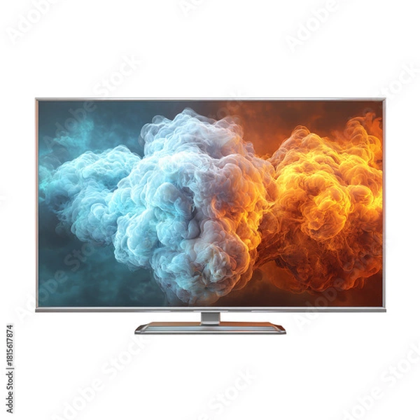 Fototapeta Modern widescreen tv, isolated on transparent background