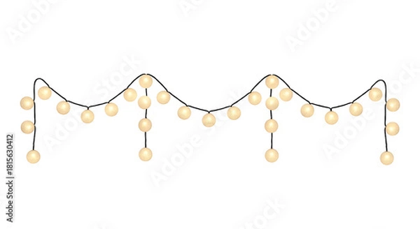 Fototapeta Decorative Warm White Round String Lights Garland for Festive Celebration, Party, and Home Decoration on Transparent Background