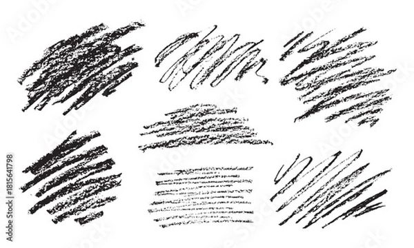 Fototapeta Vector Abstract Black Crayon Scribble Texture Set