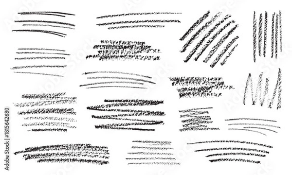 Obraz Vector Abstract Black Scribble With Crayon Texture Set