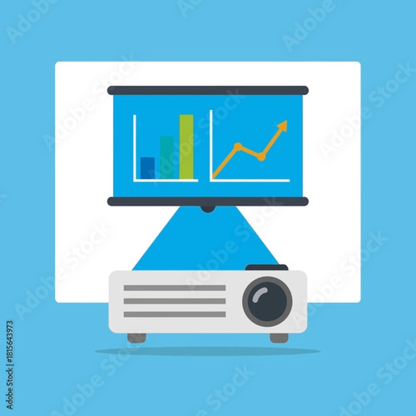 Obraz Projector displaying a graph with an upward trending arrow and bar chart.