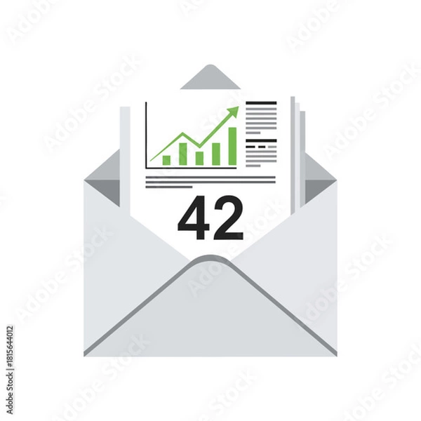Obraz Envelope contains a document with a rising graph and the number 42.