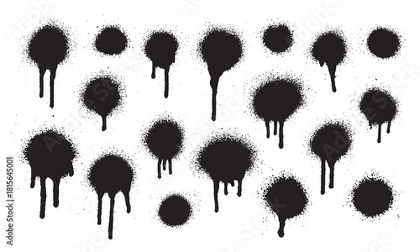 Fototapeta Vector Black Drips Black Ink Splatters And Dots From Spray