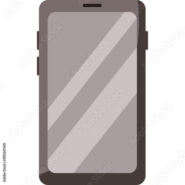 Fototapeta Modern Smartphone Device With Gray Screen Display and Black Frame and Buttons Isolated on Transparent Background Vector Illustration