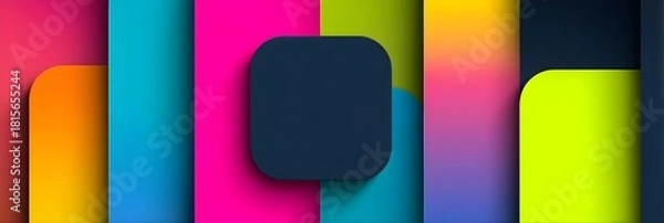 Obraz Vibrant rainbow colored vertical stripes with a dark oval shape overlay