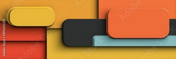 Obraz Modern abstract background with overlapping rounded rectangles in warm colors
