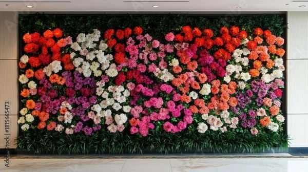 Obraz Vibrant floral wall display exhibiting colorful botanical ornamentation