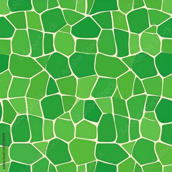 Fototapeta A seamless, organic pattern of green tessellated shapes