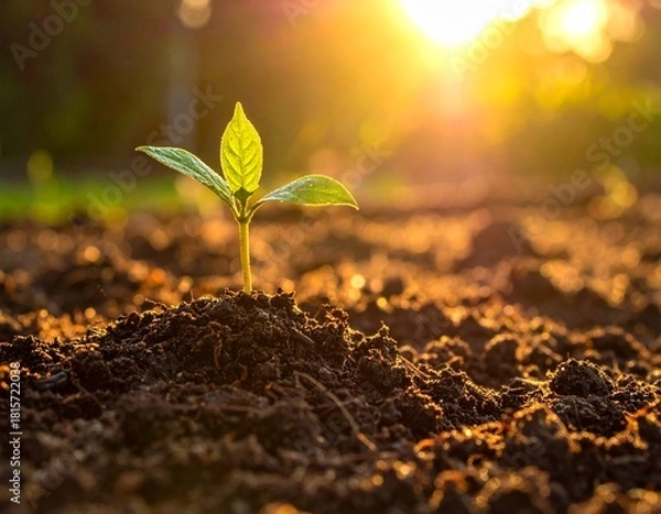 Obraz 畑で育っている孤立した芽