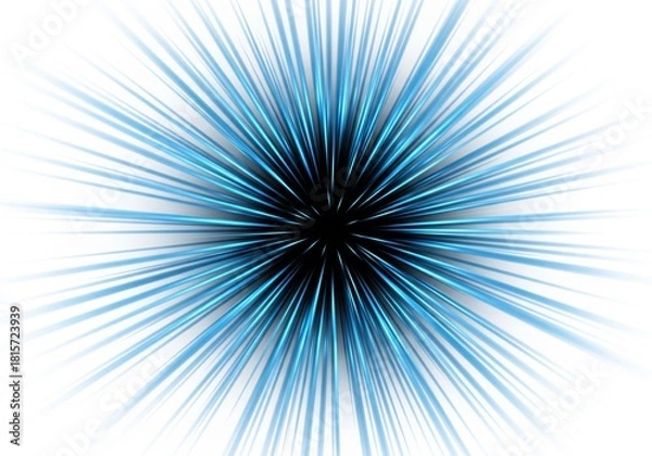 Fototapeta Abstract blue light explosion radiating from a dark center