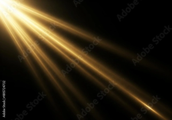 Fototapeta Golden light rays shining diagonally from the top left corner
