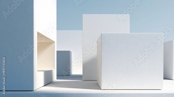 Fototapeta Modern Minimalist Abstract Design With White Cubes