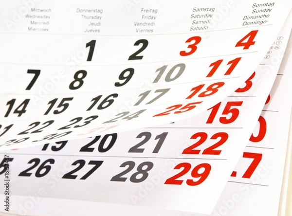 Fototapeta Close up a calendar page
