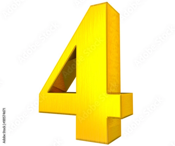 Obraz 3D golden number 4