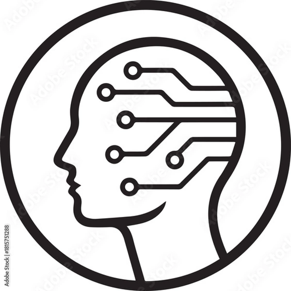 Fototapeta Vector illustration of a silhouette of a human and circuit 