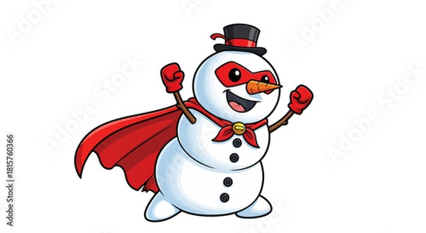 Fototapeta Celebrate winter's hero with this joyful snowman character ready to save the day and bring cheer to any holiday project or design this season