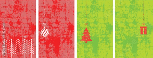 Obraz Abstract christmas tree and gift design in red and green tones