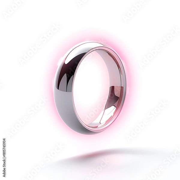 Obraz Sleek futuristic metallic ring with highly polished surface, smooth reflective curves.