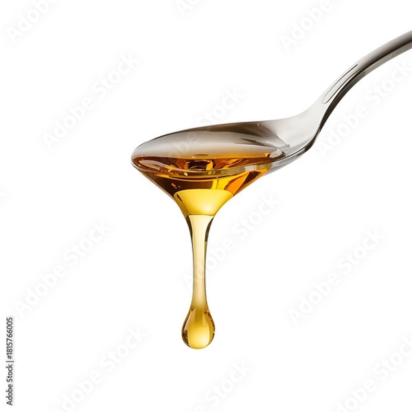 Obraz Heart-shaped droplet of warm golden honey dripping gently.