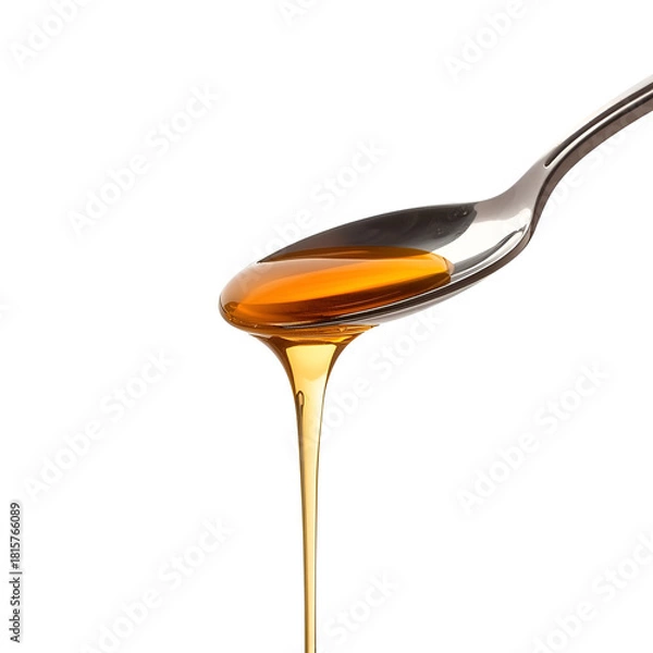 Obraz Heart-shaped droplet of warm golden honey dripping gently.