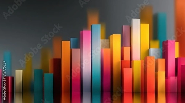 Fototapeta abstract colorful bar graph showing business growth and financial success with data analysis and market trends for corporate presentation and website