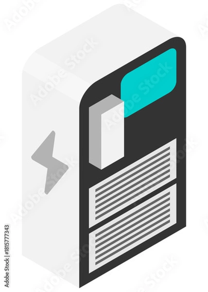 Obraz EV充電スタンド、充電ステーションのアイソメトリックイラスト。ベクターイラスト。