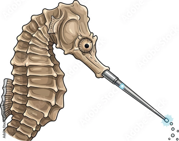 Fototapeta Steampunk seahorse illustration a unique vector design perfect for fantasy and science fiction themes