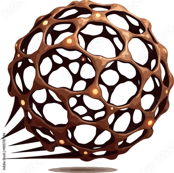 Fototapeta Abstract sphere vector illustration complex organic structure with holes isolated on white background