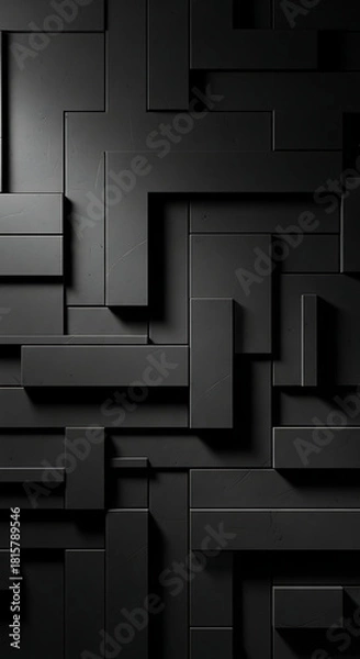 Fototapeta Dark abstract geometric background featuring rectangular blocks