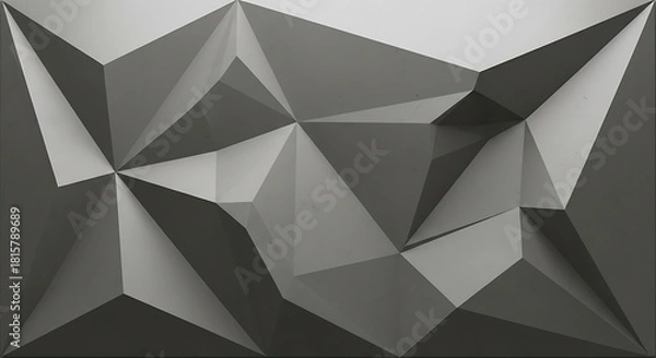 Fototapeta Abstract gray geometric polygon background texture with shadows