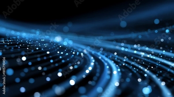 Fototapeta A mesmerizing blue light path with glowing particles and streaks, evoking a sense of motion and energy.