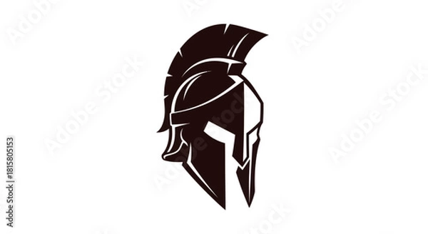 Fototapeta Spartan helmet silhouette vector illustration on white background