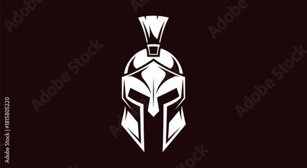 Fototapeta Spartan helmet silhouette vector illustration on black background