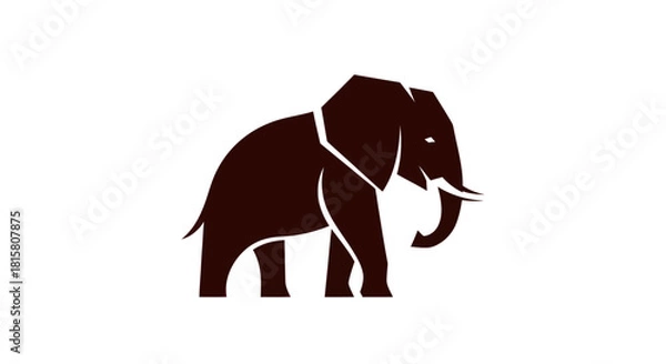Fototapeta Silhouette of an elephant against a white background for logo or symbol